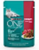 Purina ONE 75 г пауч влажный  корм для взрослых кошек с говядиной и морковью 