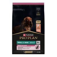 PRO PLAN 3 кг сухой корм для взрослых собак мелких и карликовых пород с чувствительной кожей, с высоким содержанием лосося 