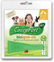 GREEN FORT NEO 1 мл до 10 кг биокапли от блох и клещей для кошек, кроликов и собак 