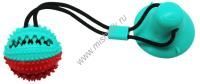 №1 40 см Тяни-Кусай игрушка интерактивная для собак на одной присоске бирюзово-красный шипованный мяч