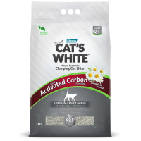 Cat`s White Activated Carbon Spring Fresh 10 л комкующийся наполнитель с активированным углем и ароматом весенней свежести для лотков