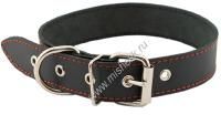 HOMEPET 30 мм 41-53 см ошейник для собак кожаный простой простроченный черный