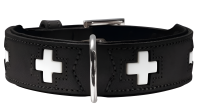 Ошейник Hunter Swiss 50, кожаный, для крупных собак, ширина 4,5см, чёрный