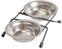 HOMEPET D 12 см 2 х 0,1 л миска для домашних животных металлическая двойная на подставке