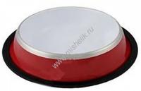 ANKUR 0,70 л миска металлическая резиновое основание красно-белая