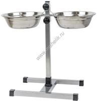 HOMEPET D 20 см 2 х 1 л до 40 см металлическая регулируемая подставка с мисками для домашних животных хром