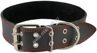 HOMEPET 45 мм 59-71 см ошейник для собак кожаный простой двойной простроченный двухслойный черный