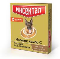 ИНСЕКТАЛ КОМБО С 1 пипетка 40-60 кг капли от клещей, блох и гельминтов для собак 