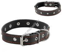 HOMEPET 15 мм 28-38 см ошейник для собак кожаный с украшениями простроченный черный