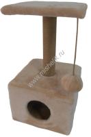 HOMECAT 37х37х68 см когтеточка домик с площадкой малый бежевый