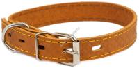 HOMEPET Ромбы 20 мм 33-43 см ошейник для собак кожаный простроченный с тиснением янтарь