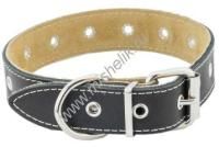 HOMEPET 25 мм до 45 см ошейник для собак кожаный двухслойный простроченный черный