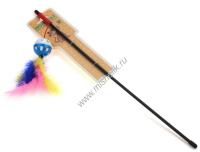 HOMECAT 50 см игрушка для кошек дразнилка удочка мячик с колокольчиком с перьями