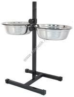 ДАРЭЛЛ ECO Комплект-подставка напольная черная h50 см, миски трапеция металлические D24 2х2 л