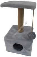 HOMECAT 37х37х68 см когтеточка домик с площадкой малый серый