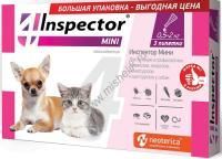 INSPECTOR MINI 3 пипетки от 0,5 до 2 кг капли от внешних и внутренних паразитов собак мелких пород и кошек 1х12