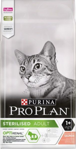 PRO PLAN 10 кг сухой корм для взрослых стерилизованных кошек и кастрированных котов, с высоким содержанием лосося