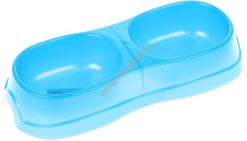 HOMECAT Atlantis 28 см х 12,5 см х 5 см миска двойная 2 х 300 мл голубой перламутр