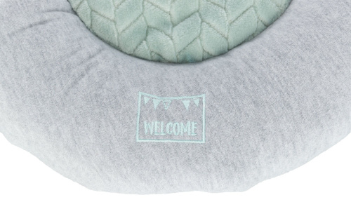 Лежак Junior "Мишка", ф 40 см, светло-серый/мятный