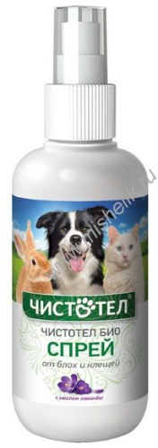 ЧИСТОТЕЛ БИО 100 мл спрей от клещей и блох с лавандой универсальный 1x16