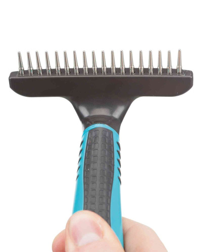 Расчёска-грабли с крутящимся коротким зубом, 10х15 см, пластиковая ручка