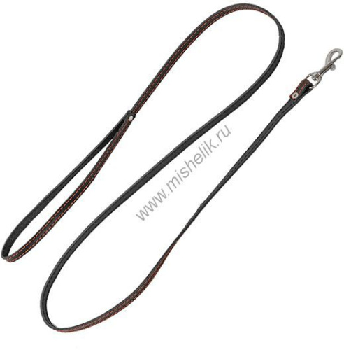 HOMEPET 10 ммх120 см поводок для собак кожаный простой простроченный черный