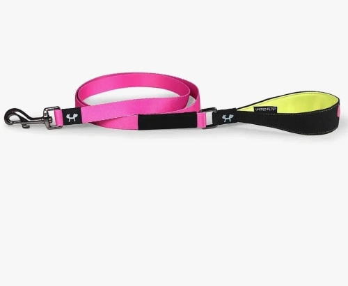 Поводок United Pets для собак Complete me 120 см, 25 мм, розовый с желтым