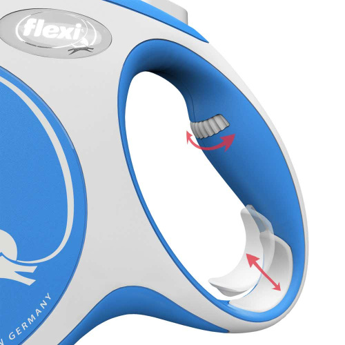 flexi рулетка NEW LINE Comfort L (до 50 кг) лента 8 м серый/синий