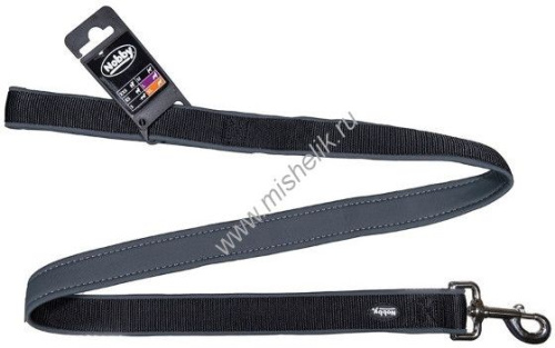 NOBBY CLASSIC PRENO длина 120 см ширина 25-35 мм поводок для собак нейлон черный серый 1х42