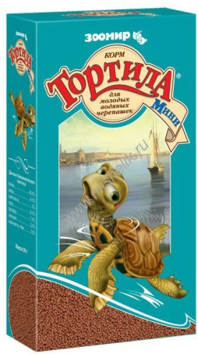 ЗООМИР 90 г тортила мини корм для молодых водяных черепашек в гранулах 
