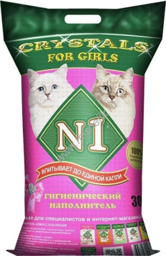 №1 CRYSTALS FOR GIRLS 30 л силикагелевый наполнитель для кошачьих туалетов розовый
