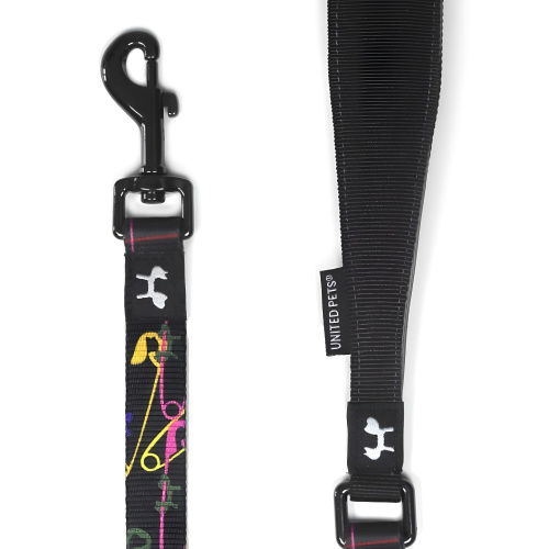 Поводок United Pets для собак Complete me 20 x 1400 mm, черный с разноцветными булавками