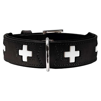 Ошейник Hunter Swiss 55 для собак, натуральная кожа, чёрный, регулируемый, 41 - 49 см