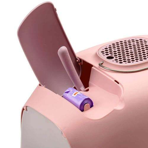 United Pets био-туалет "Minù" в комплекте с совочком, пакетами для уборки и угольным фильтром 40х40х50 см, розовый/серый