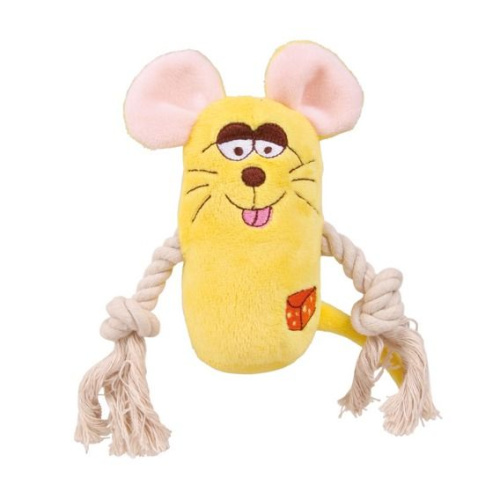 Пищащая игрушка с канатом, 13 см, плюш в ассортименте