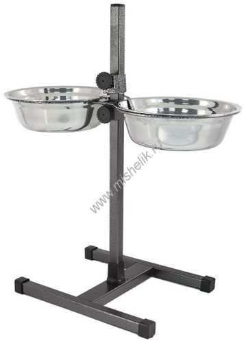 HOMEPET D 22 см 2 х 1,5 л до 50 см металлическая регулируемая подставка с мисками для домашних животных шагрень