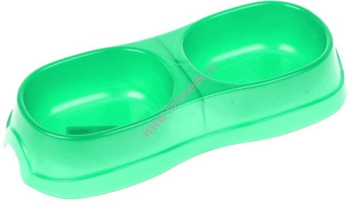 HOMECAT Atlantis 28 см х 12,5 см х 5 см миска двойная 2 х 300 мл светло-зеленый перламутр