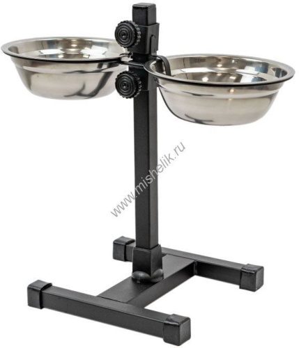 HOMEPET D 18 см 2х700 мл до 30 см металлическая регулируемая подставка с мисками для домашних животных