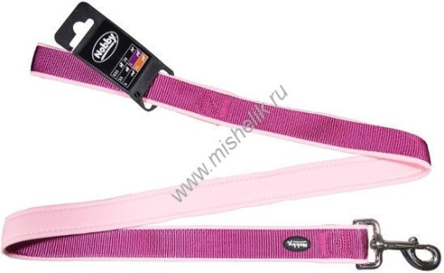 NOBBY CLASSIC PRENO длина 120 см ширина 25-35 мм поводок для собак нейлон малиновый розовый 1х42