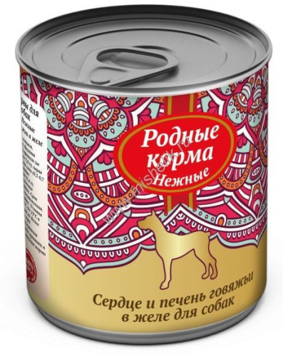 РОДНЫЕ КОРМА 240 г нежные консервы сердце и печень говяжьи в желе для собак 