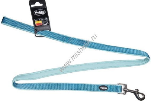 NOBBY CLASSIC PRENO длина 120 см ширина 15-20 мм поводок для собак нейлон голубой 1х72