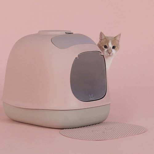 United Pets био-туалет "Minù" в комплекте с совочком, пакетами для уборки и угольным фильтром 40х40х50 см, розовый/серый