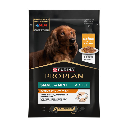 PRO PLAN 85 г пауч влажный  корм для взрослых собак мелких и карликовых пород, с курицей в соусе 