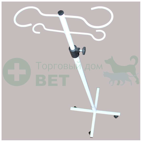 Штатив для капельниц ТД ВЕТ VSP-01, с колесами, стальной, белый, 1300-2300мм