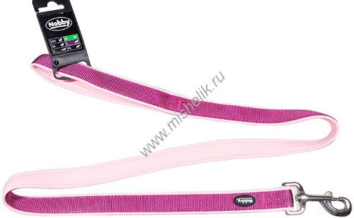 NOBBY CLASSIC PRENO длина 120 см ширина 20-25 мм поводок для собак нейлон малиновый розовый 1х48