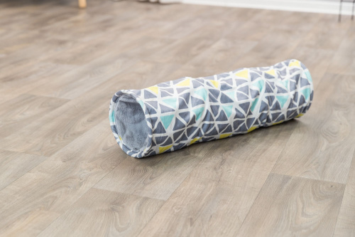 Тоннель-домик для грызунов, ф 19 х 70см, плюш, разноцветный/серый