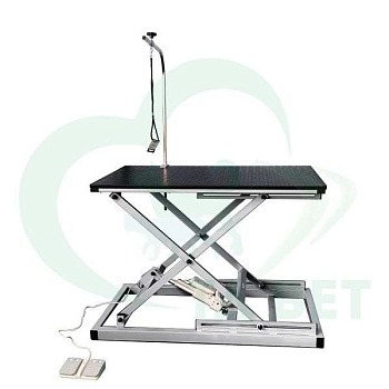 ТД ВЕТ Стол ветеринарный VETBOT-85 для груминга, столешница резина, 1200х600х(300-950)h (каркас белый)