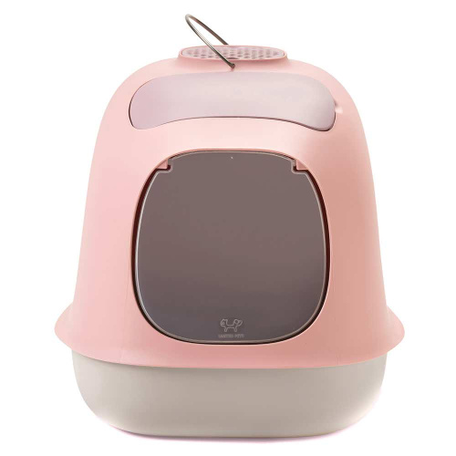 United Pets био-туалет "Minù" в комплекте с совочком, пакетами для уборки и угольным фильтром 40х40х50 см, розовый/серый
