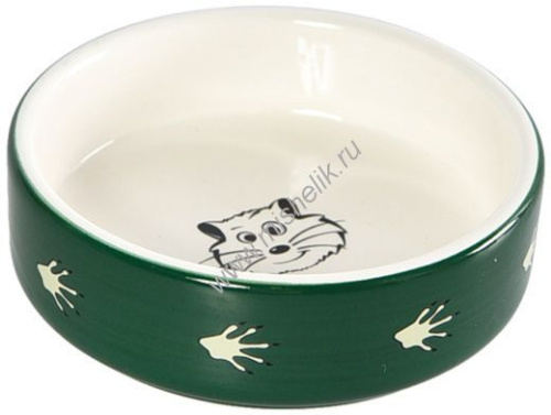 HOMEPET 75 мл 8,5 см х 8,5 см х 3 см миска для мелких грызунов керамическая зеленая