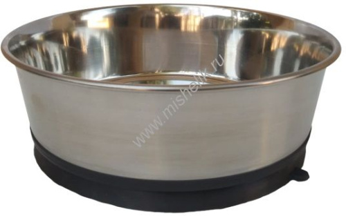 HOMEPET Heavy 1,8 л миска для домашних животных металлическая утяжеленная на черной резинке с присоской